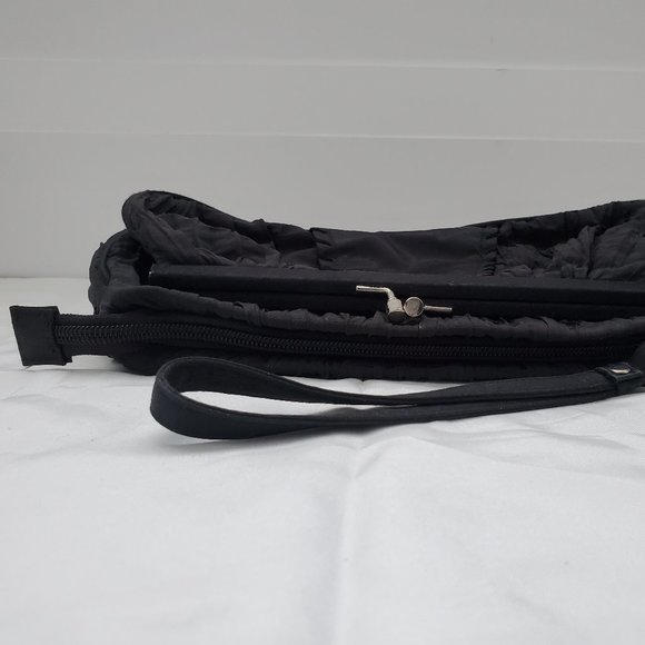 Pleated/Crinkled Satin Evening Wristlet Clutch Black Colour - Picture 8 of 11